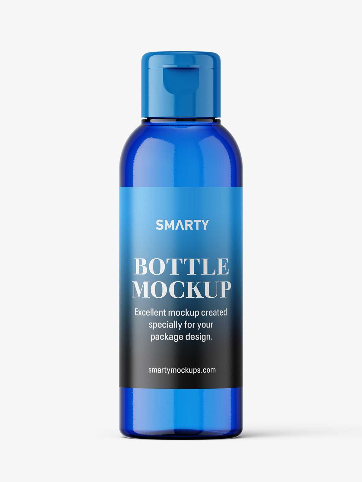 Small blue bottle with flip top mockup