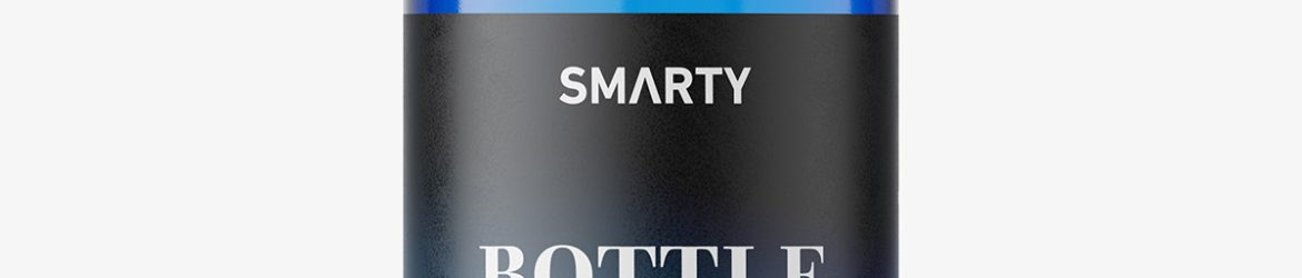 Small blue bottle with pump mockup