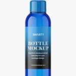 Small blue bottle with screw cap mockup
