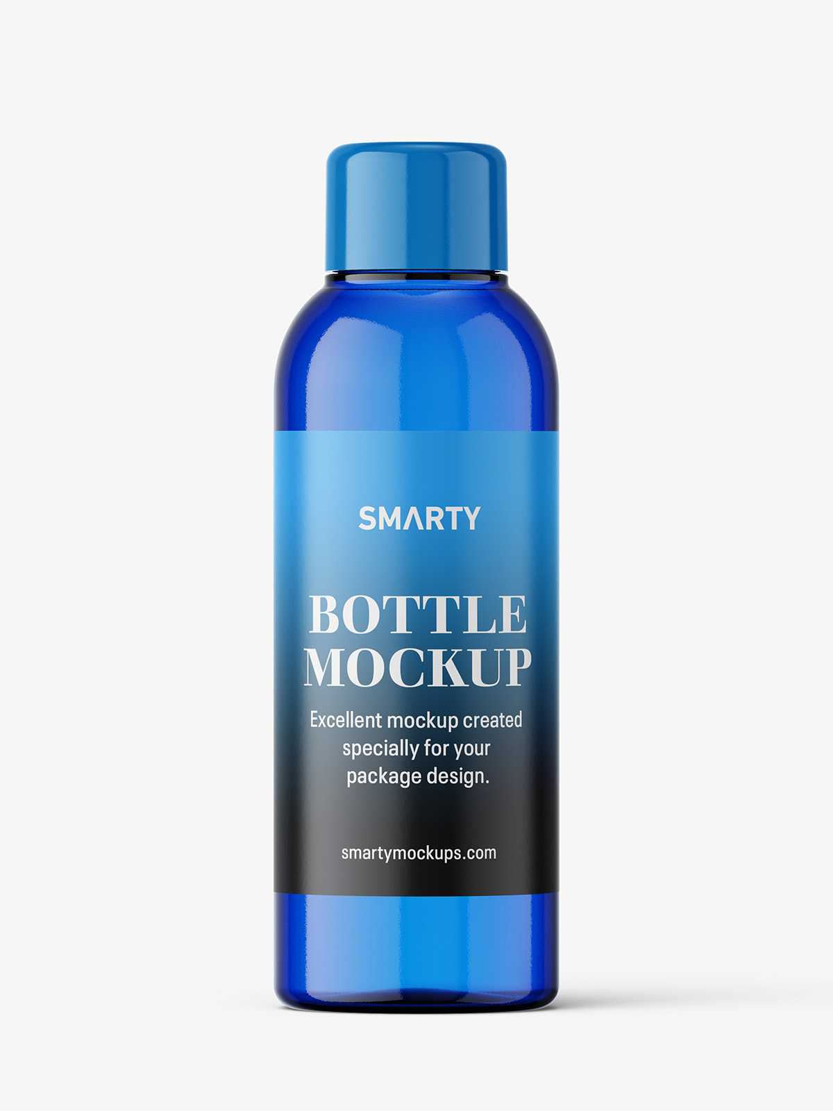 Small blue bottle with screw cap mockup