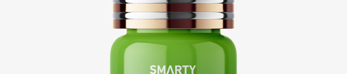 Small bottle with metal cap mockup / glossy