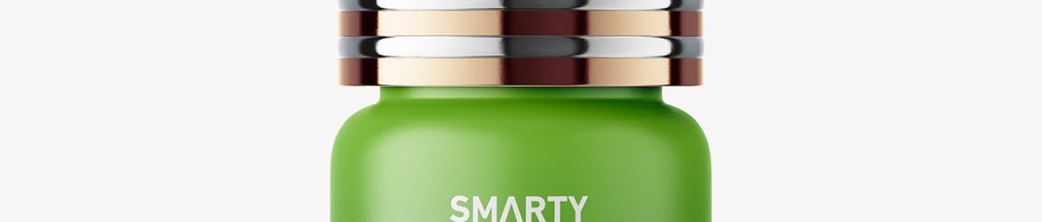 Small bottle with metal cap mockup / matt