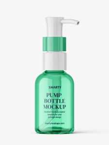 Small clear bottle with dispenser mockup