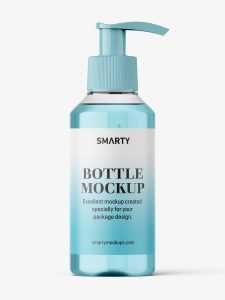 Small clear bottle with pump mockup