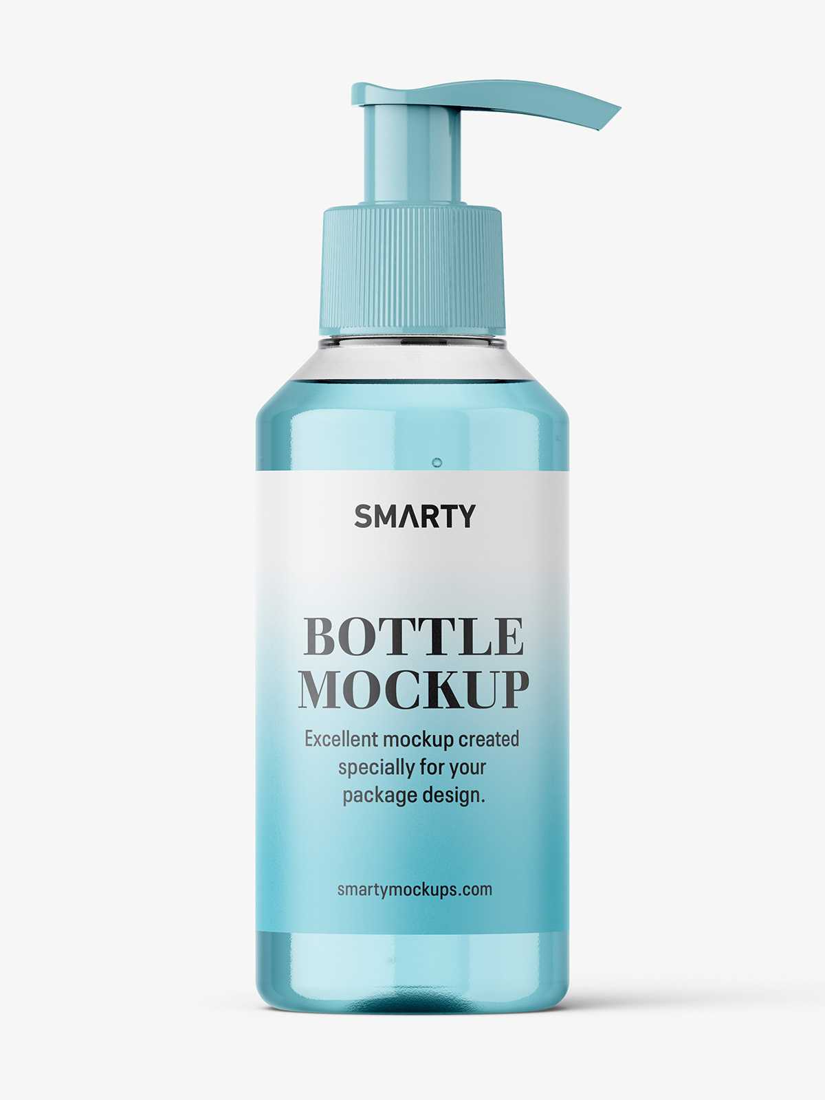 Small clear bottle with pump mockup