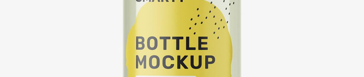Small clear bottle with round cap mockup