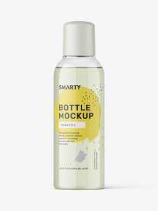 Small clear bottle with round cap mockup