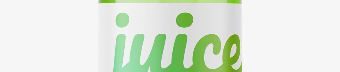 Small clear juice bottle mockup