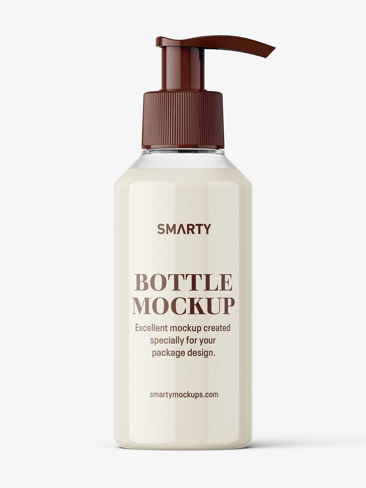 Small cream bottle with pump mockup