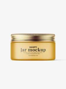 Small frosted jar with screw cap mockup