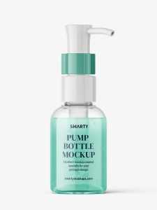 Small gel bottle with dispenser mockup