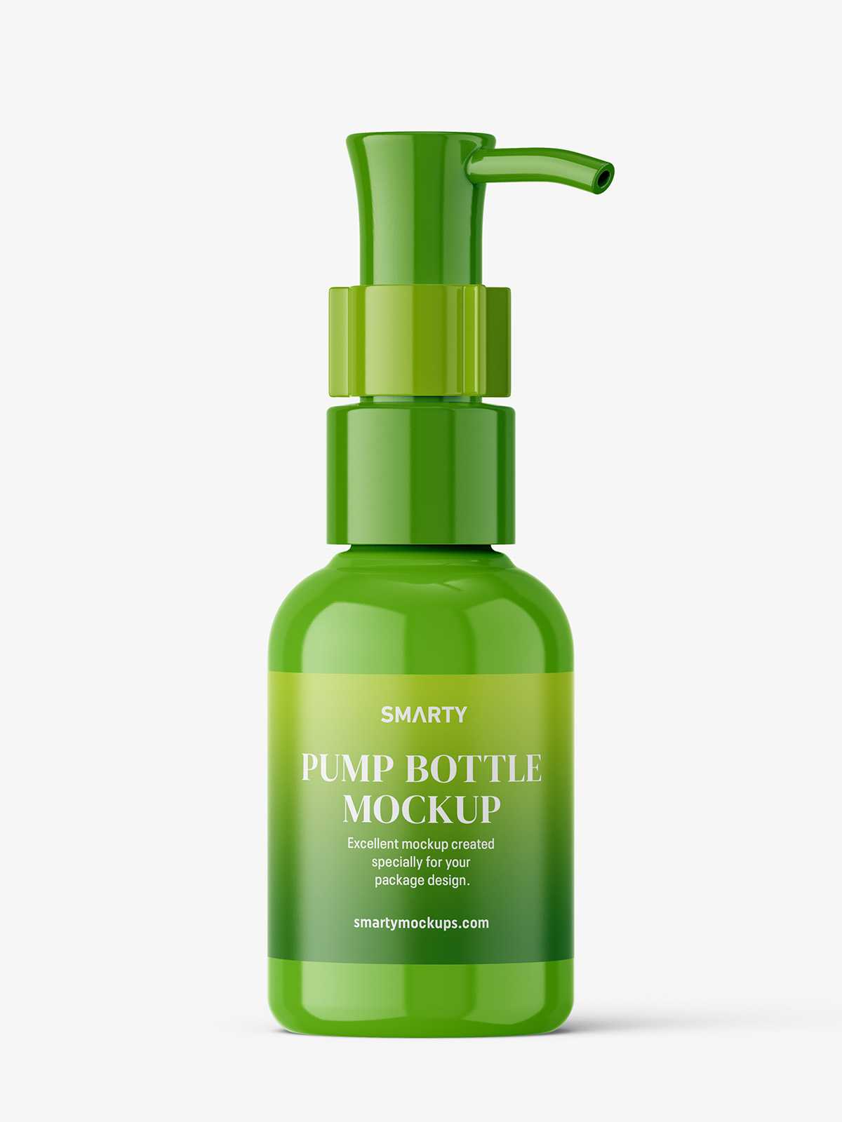 Small glossy bottle with dispenser mockup