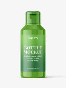Small glossy bottle with flip top mockup