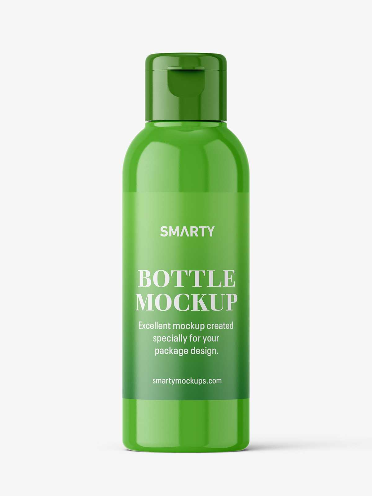 Small glossy bottle with flip top mockup