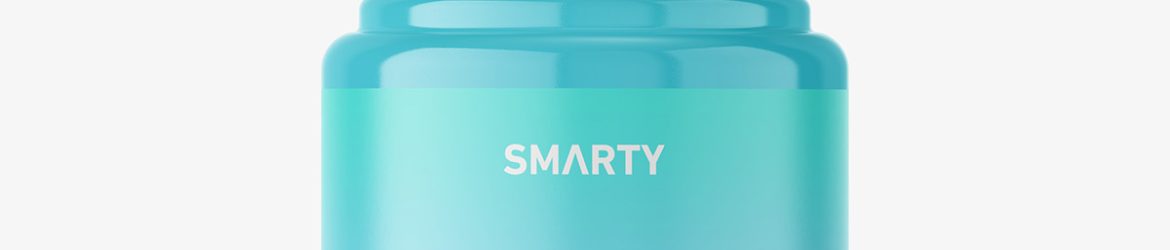 Small glossy bottle with pump mockup