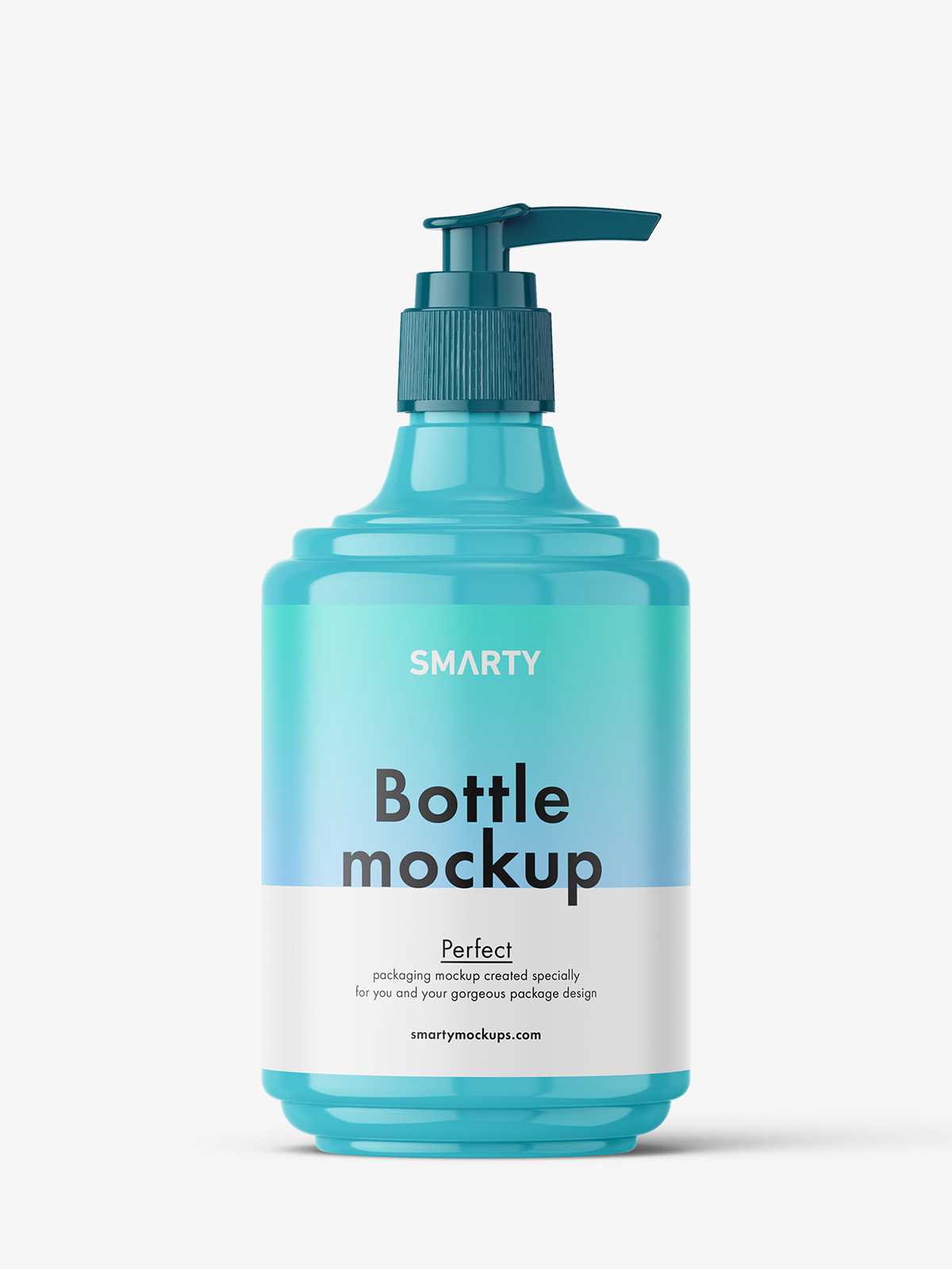 Small glossy bottle with pump mockup