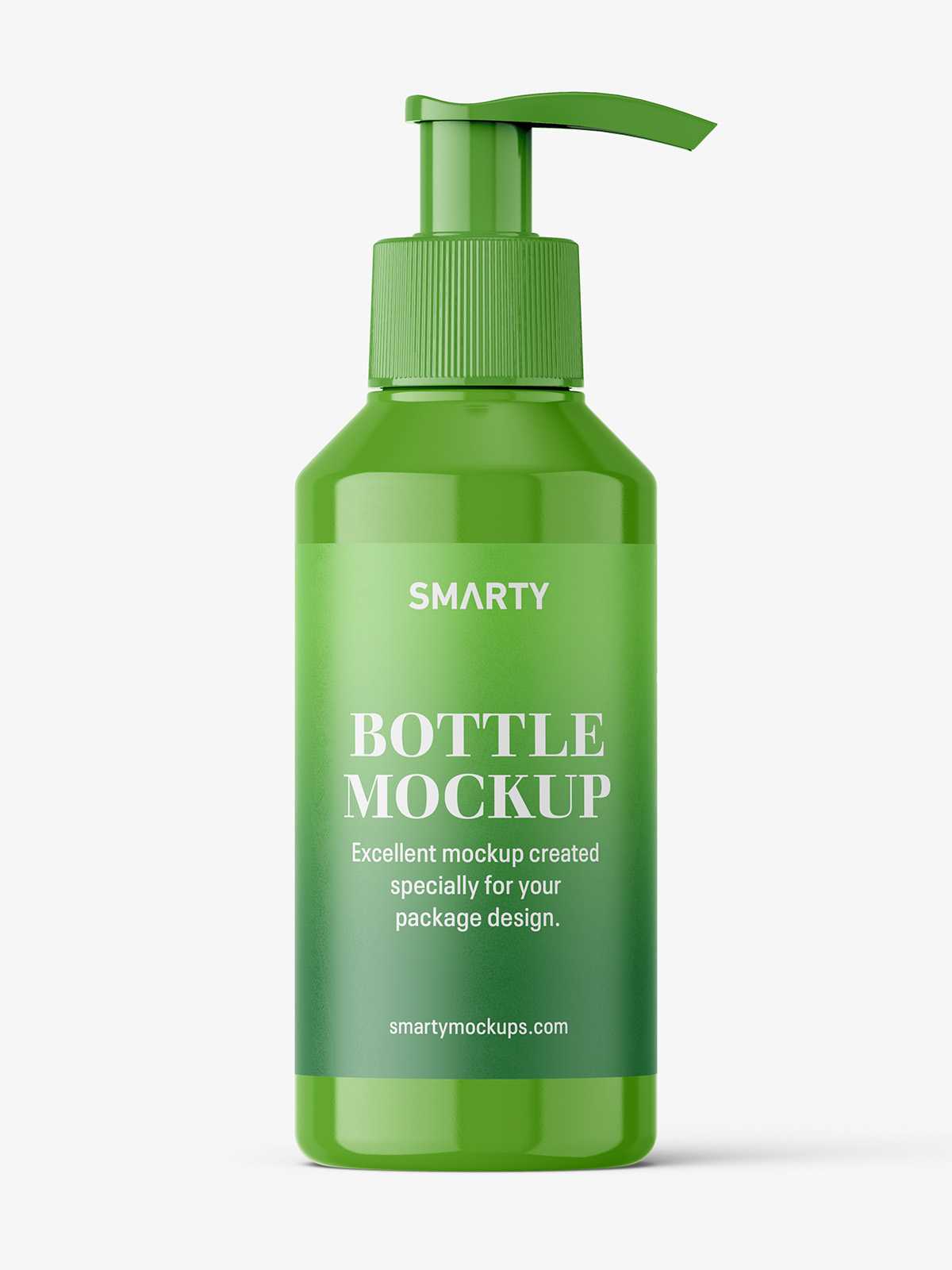 Small glossy bottle with pump mockup