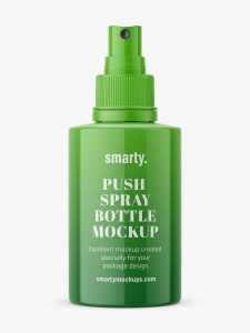 Small glossy bottle with push spray mockup