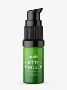 Small glossy bottle with push spray mockup