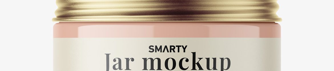 Small glossy jar with screw cap mockup