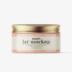 Small glossy jar with screw cap mockup