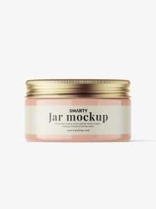 Small glossy jar with screw cap mockup