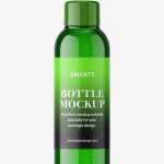 Small green bottle with screw cap mockup