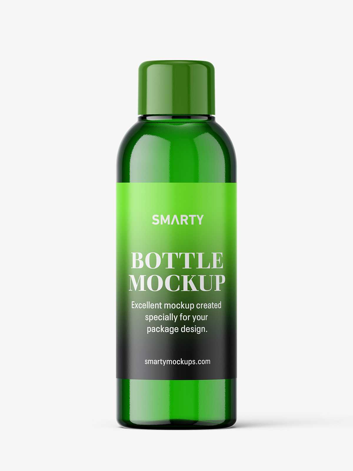 Small green bottle with screw cap mockup