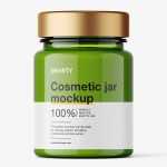 Small green cream jar mockup