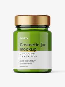 Small green cream jar mockup