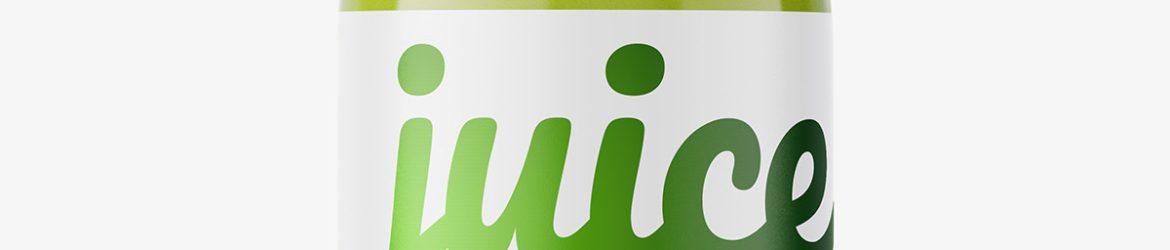 Small green juice bottle mockup