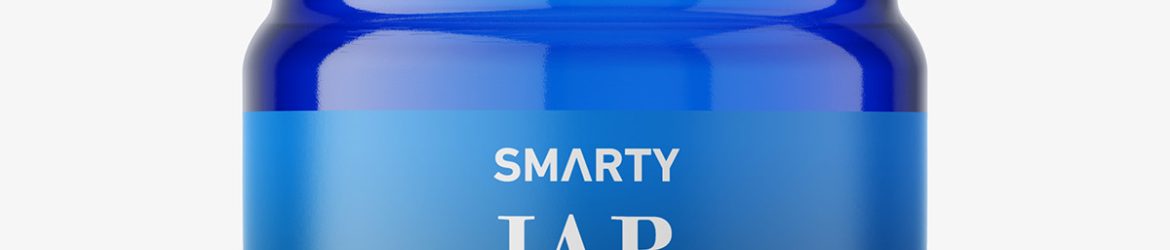Small jar mockup with silver cap / blue