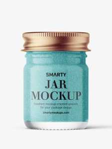 Small jar mockup with silver cap / glitter