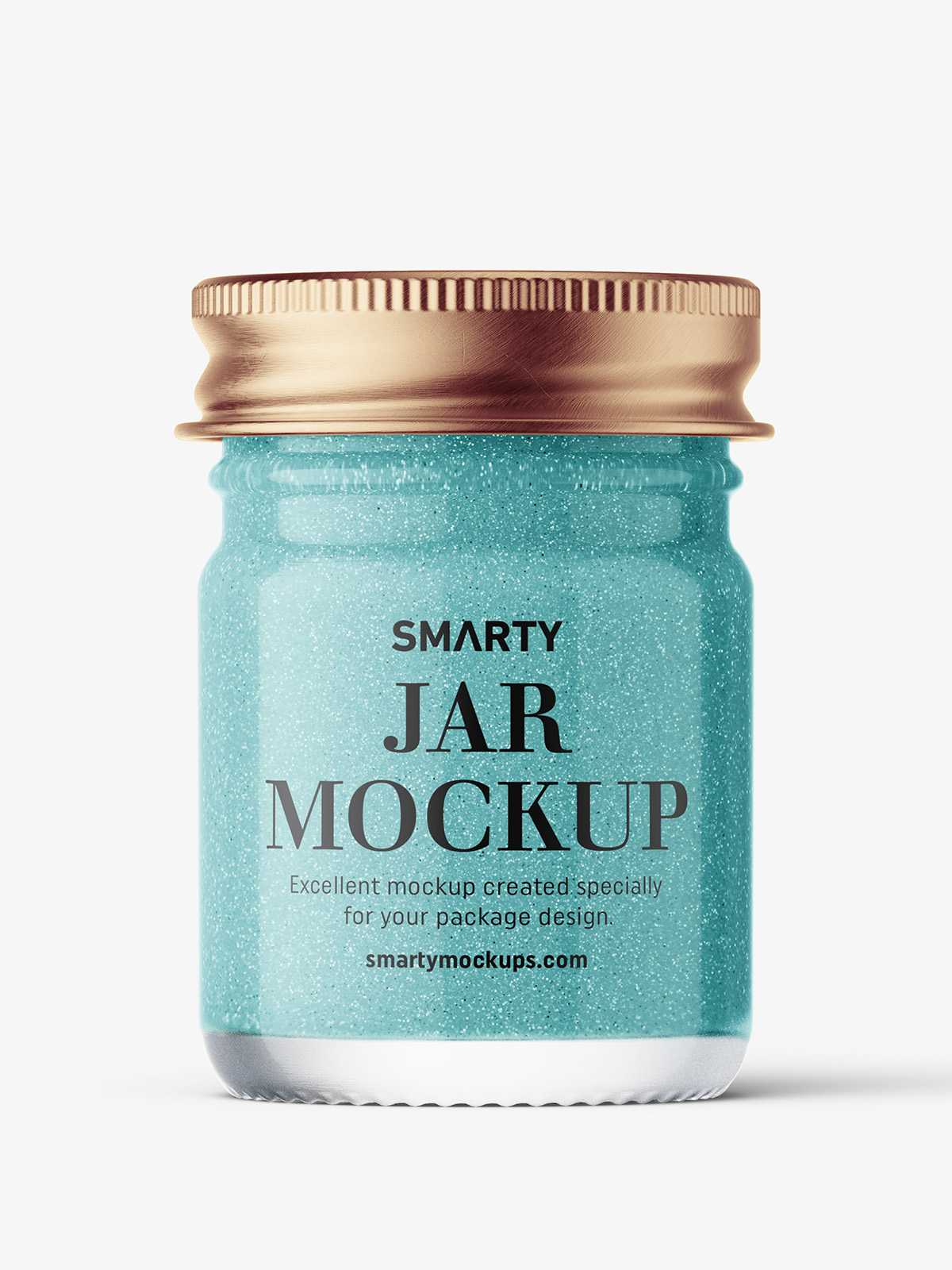 Small jar mockup with silver cap / glitter