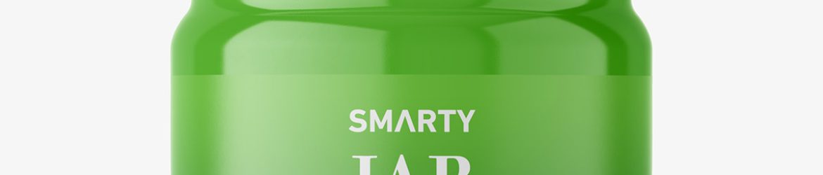 Small jar mockup with silver cap / glossy