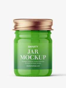 Small jar mockup with silver cap / glossy