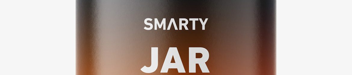 Small jar with fish oil capsules mockup / amber