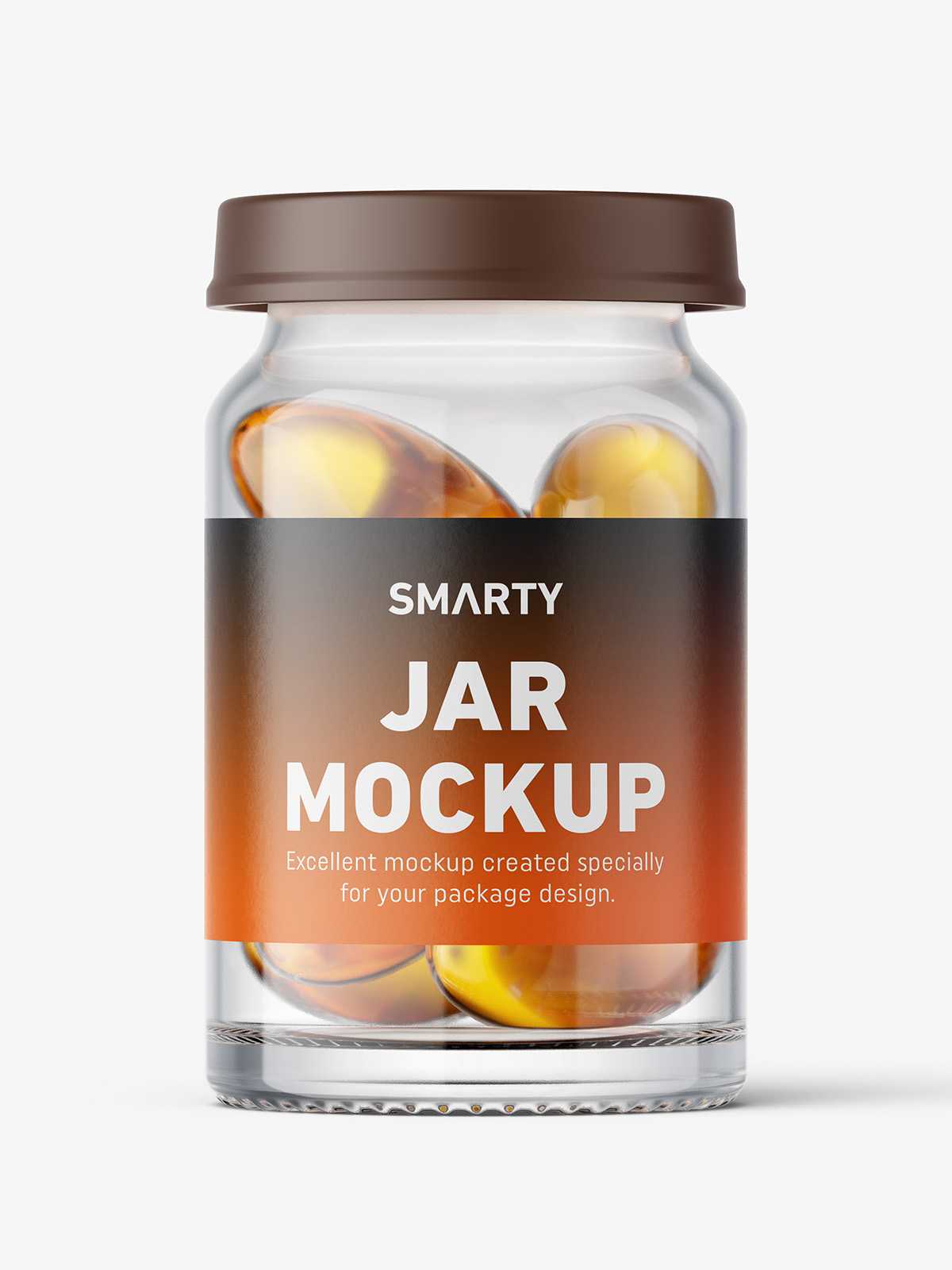 Small jar with fish oil capsules mockup