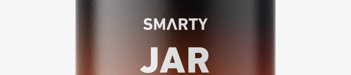 Small jar with tablets mockup / amber