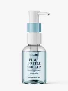 Small liquid bottle with dispenser mockup
