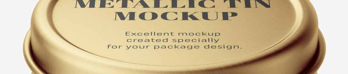 Small metallic tin jar mockup