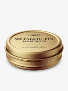 Small metallic tin jar mockup