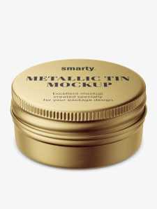 Small metallic tin jar mockup