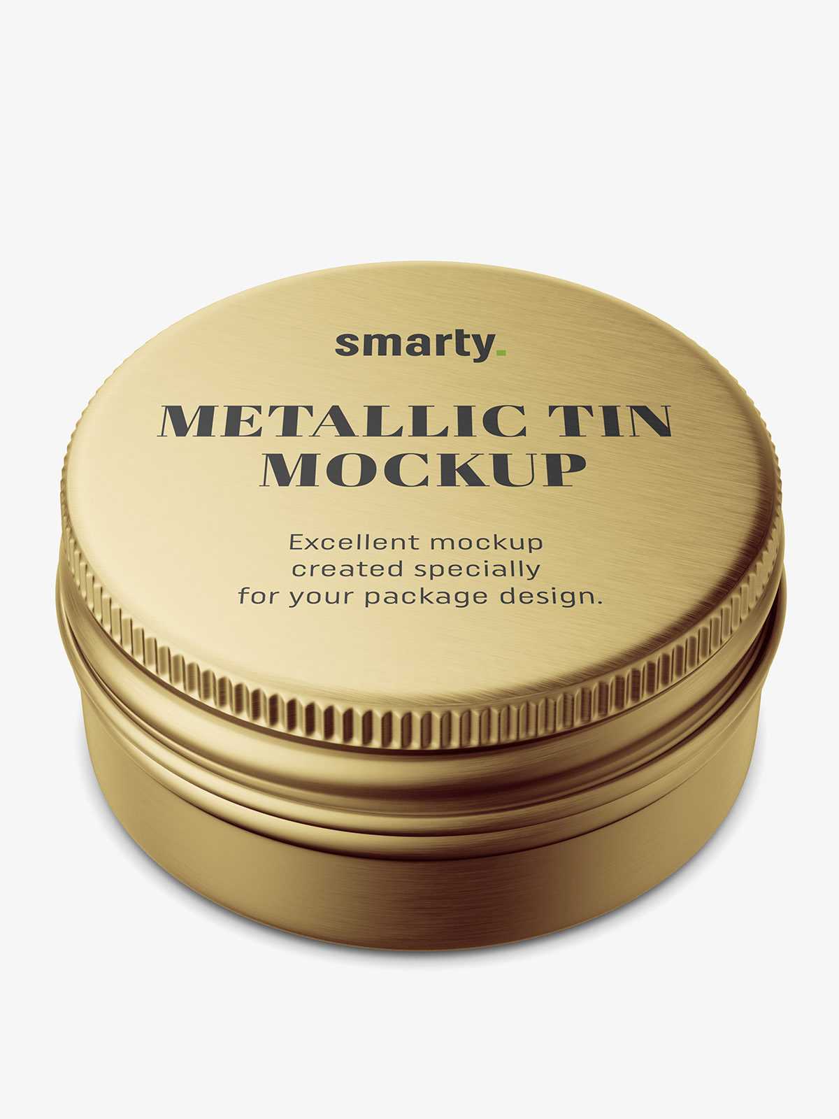 Small metallic tin jar mockup / top view