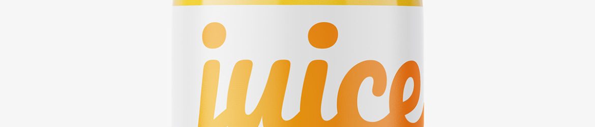 Small orange juice bottle mockup