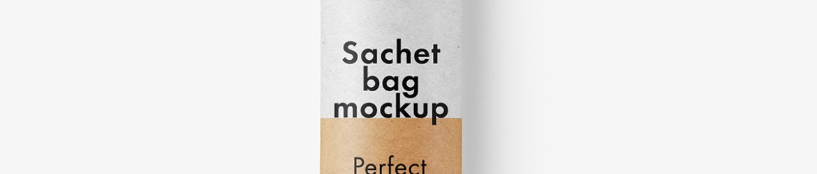 Small paper sachet mockup / kraft paper