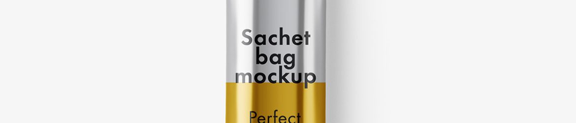 Small paper sachet mockup / metallic
