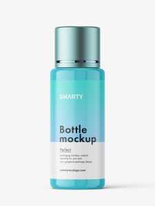 Small plastic bottle with metallic cap / glossy