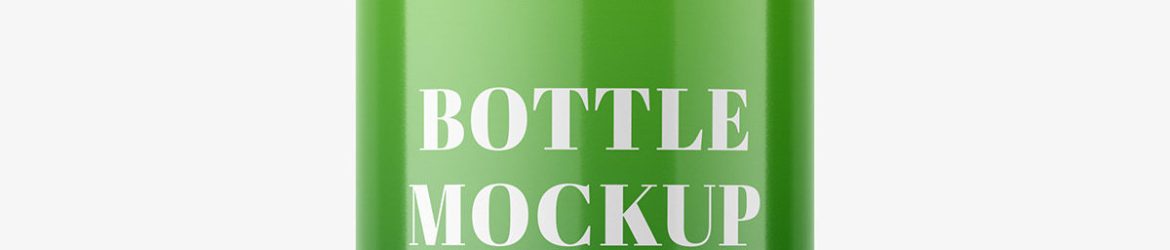 Small plastic glossy bottle mockup