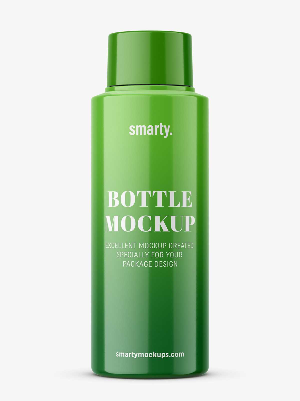 Small plastic glossy bottle mockup